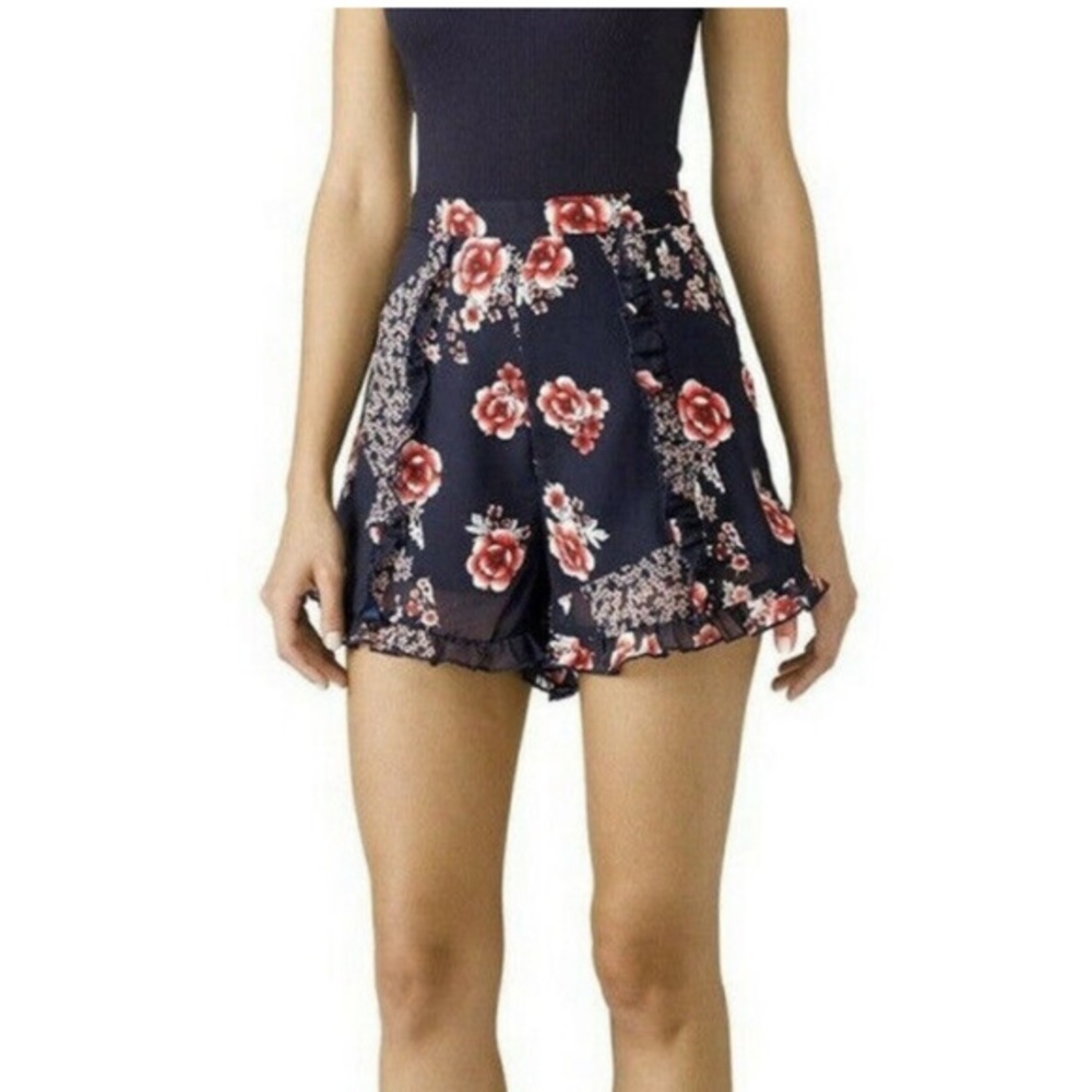 The Fifth Label Navy Floral Ruffle Hem Shorts Women’s Size M